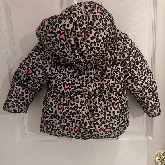Toddler girls hooded Zip Leopard Coat - 2T - Picture 4 of 4